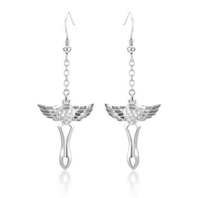 Fashion Bird Silver Custom Hanging Cross Earrings For Men
