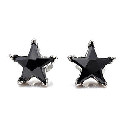 Custom star silver black cz magnetic earrings for boys