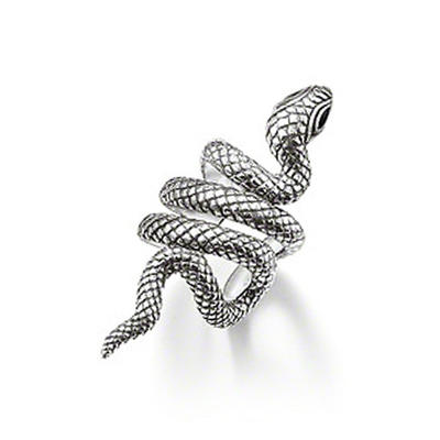 Shiny polished snake shaped silver jewelry ear cuff