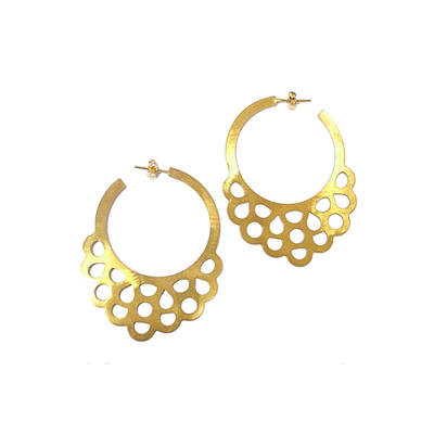 Female elegant round golden jaipur gemstone jewelry earring