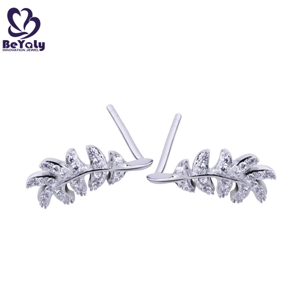 product-BEYALY-Brilliant womens leaf design cz silver piercing jewelry-img-2