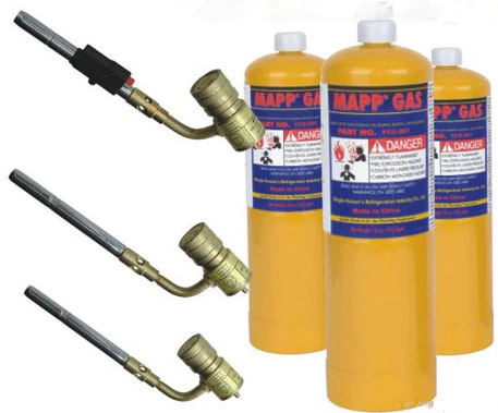 Manufacturer supply refrigerant gas mapp gas/pro/propane gas 1L yellow cans