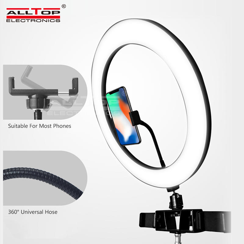 ALLTOP Hot sale dimmable three color ring light with stand selfie led camera light selfie ring light
