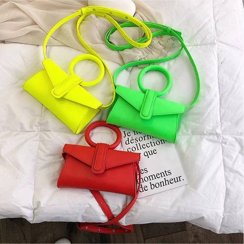 Hot Sale PU Fluorescent single shoulder bag for women small square purses and handbags ladies fashion design trendy luxury bags