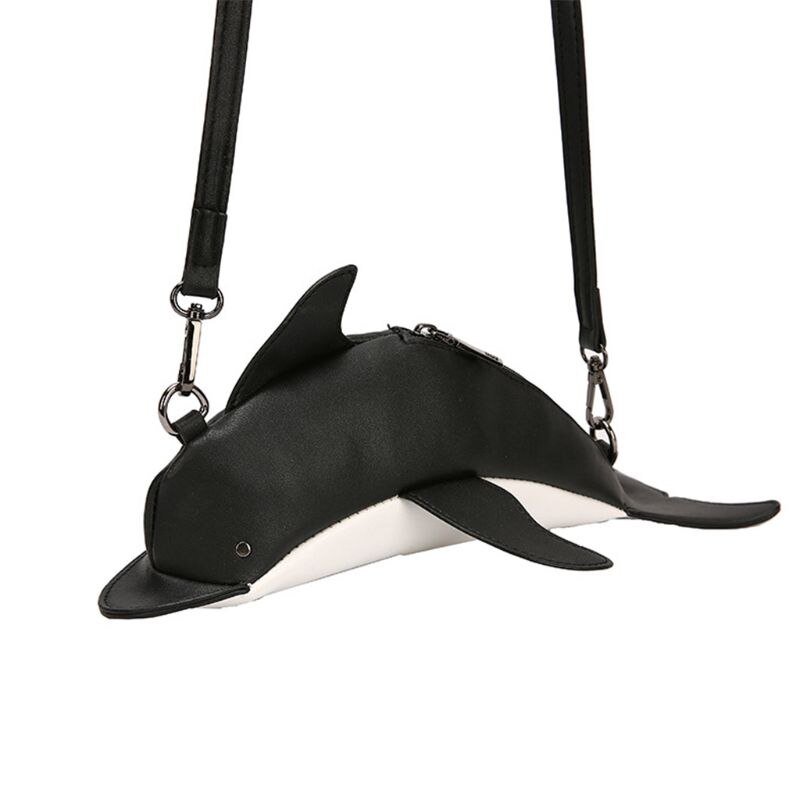 Women Cute Dolphin Shape PU Leather doll Handbag Summer fashion shoulder Crossbody Bag soft girls Satchel Purse