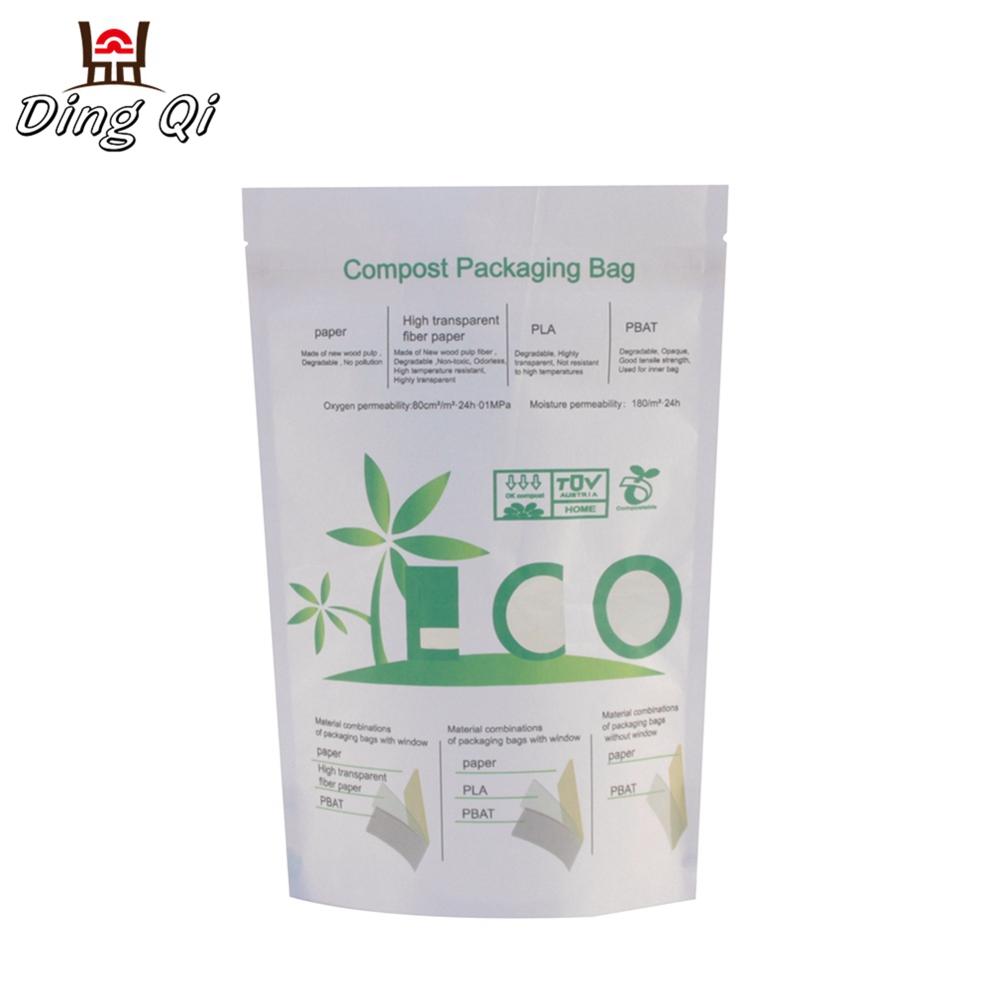 custom printing pla resealable biodegradable compostable plastic bag with zipper