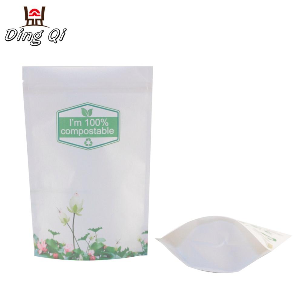 custom printing pla resealable biodegradable food bag with zipper