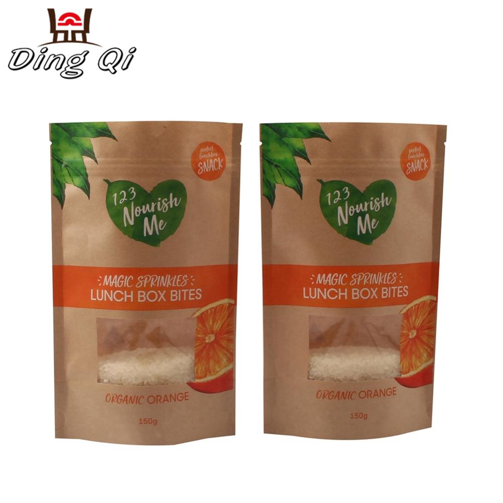 custom printing pla resealable biodegradable kraft pouch with zipper