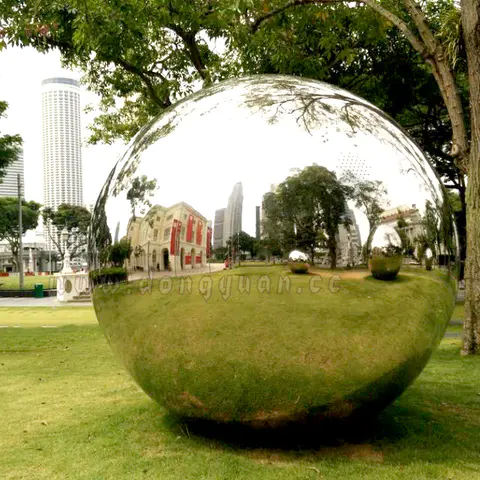Public Art Stainless Steel Garden Decorative Spheres, Large Stainless Steel Reflective Balls