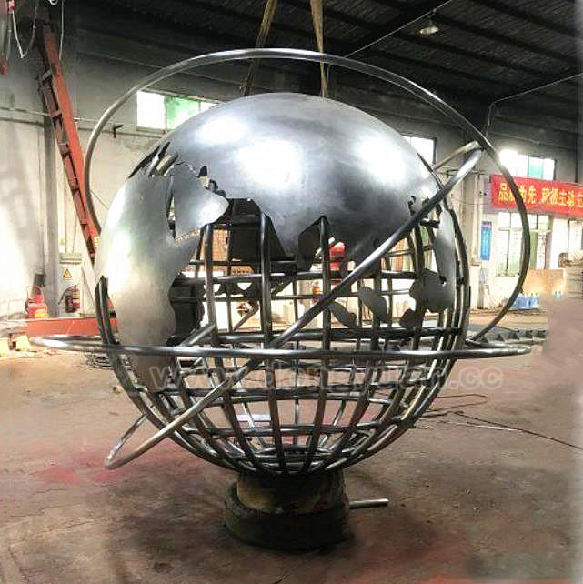2 Meters Large Stainless Steel World Map Globefor Outdoor Decoration