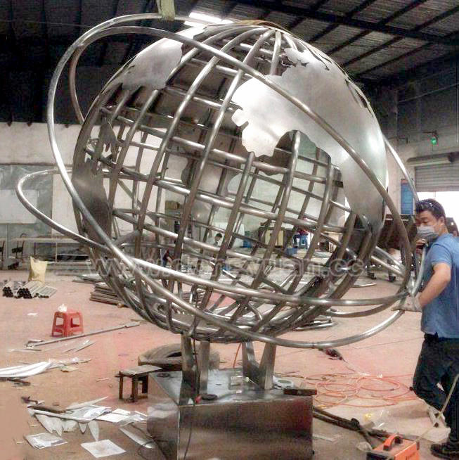 2000mm Giant Stainless Steel Earth Globe Sculpture for Outdoor Decoration