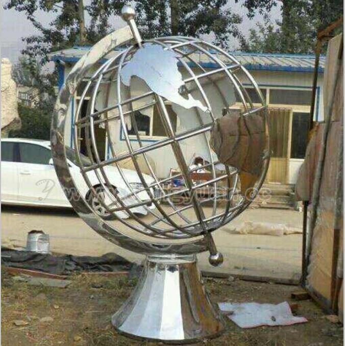 Inox Steel Ball , World Map Sculpture Orbs for Outdoor Decoration