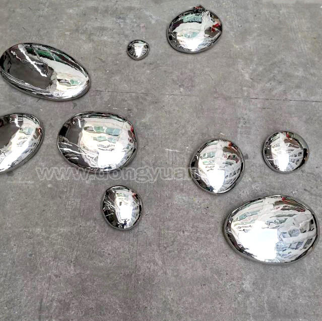 Mirror Polished Stainless Steel Stone Sculpture for Outdoor Decoration