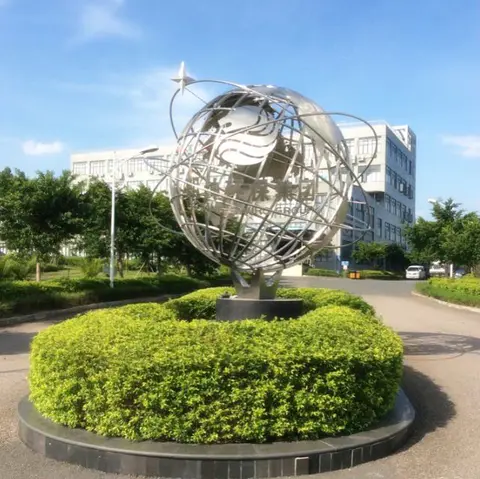 Polished and Carved StainlessSteel World Globe Ball /Large Outdoor Sculpture