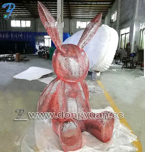 Modern Arts Pinkish Bunny Sculpture for Luxury Store, Theme Park