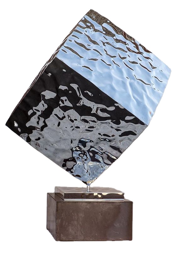Mirror polished stainless steel Cube BallStatue