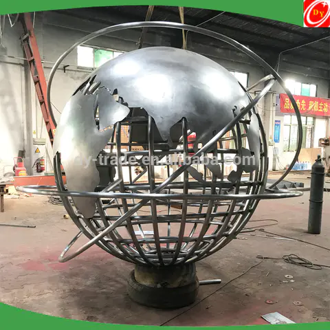 7 Feet Large Custom Outdoor Metal World Globe Sculpture