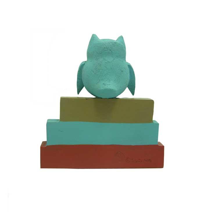 Blue Owl Figure on the 'wish It' Stacked Blocks Holiday Gifts Office Decoration Ornaments