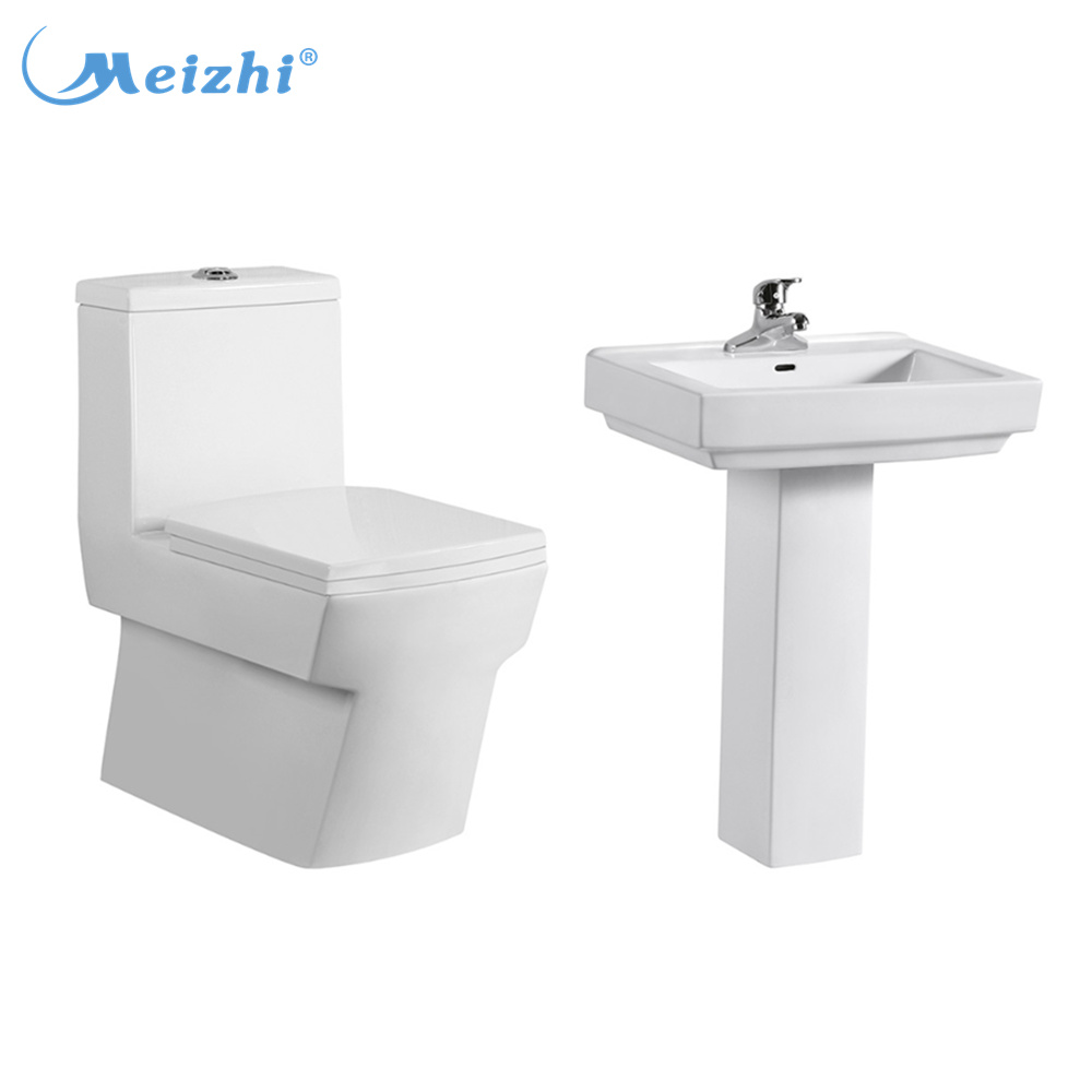 Square ceramic bathroom wash basin toilet