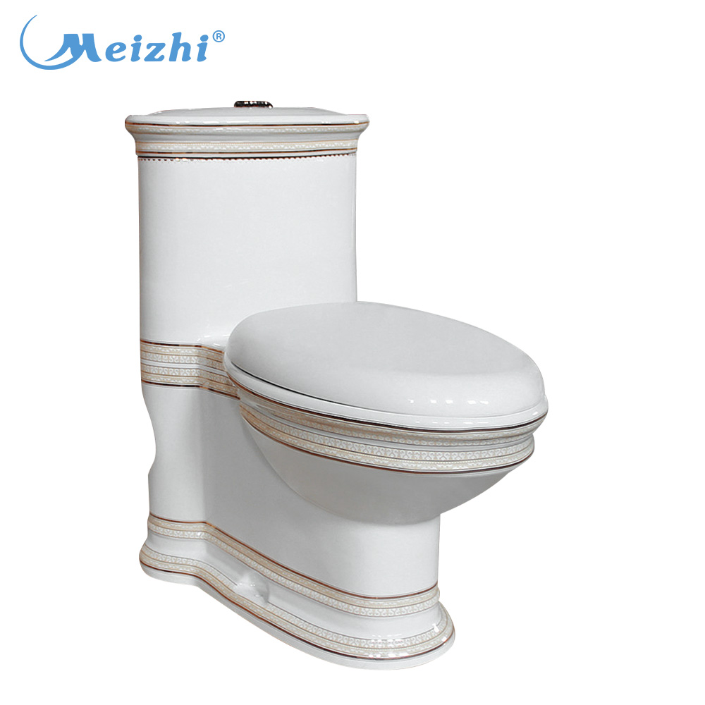 One piece ceramic washdown decorated toilet