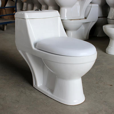 White glazed wash down one piece ceramic toilet commode