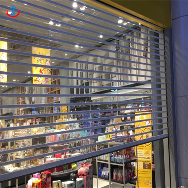 90mm Width Of The PC Slat 3000mmW*2200mmHTransparent Polycarbonate Rolling Shutter Roller Door With Motor
