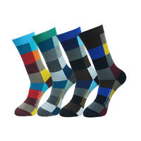 Fashion muti-colour cotton mid calf happy socks men socks dress custom logo dress socks