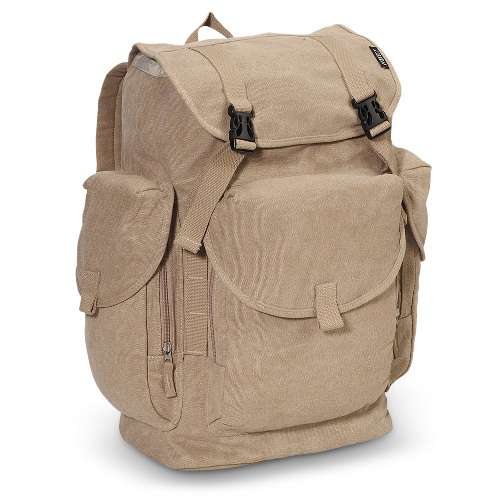 Large Cotton Canvas Rucksack Bag Camping Hiking Backpack with drawstring gear closure