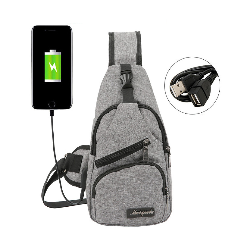 Anti-Theft Crossbody Polyester Tactical Charging Sling Bag