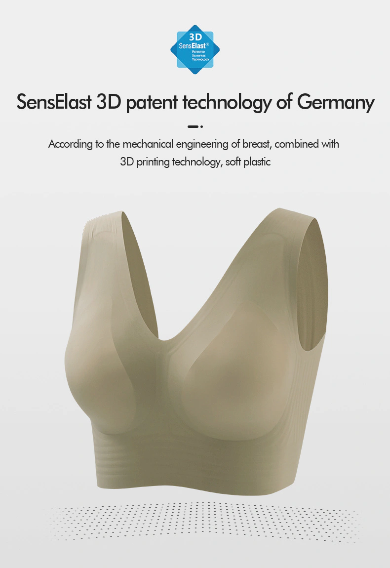 Seamless Super Supportive Bra with 3D Senselast Print Patented Technology High Stretchable and Recovery
