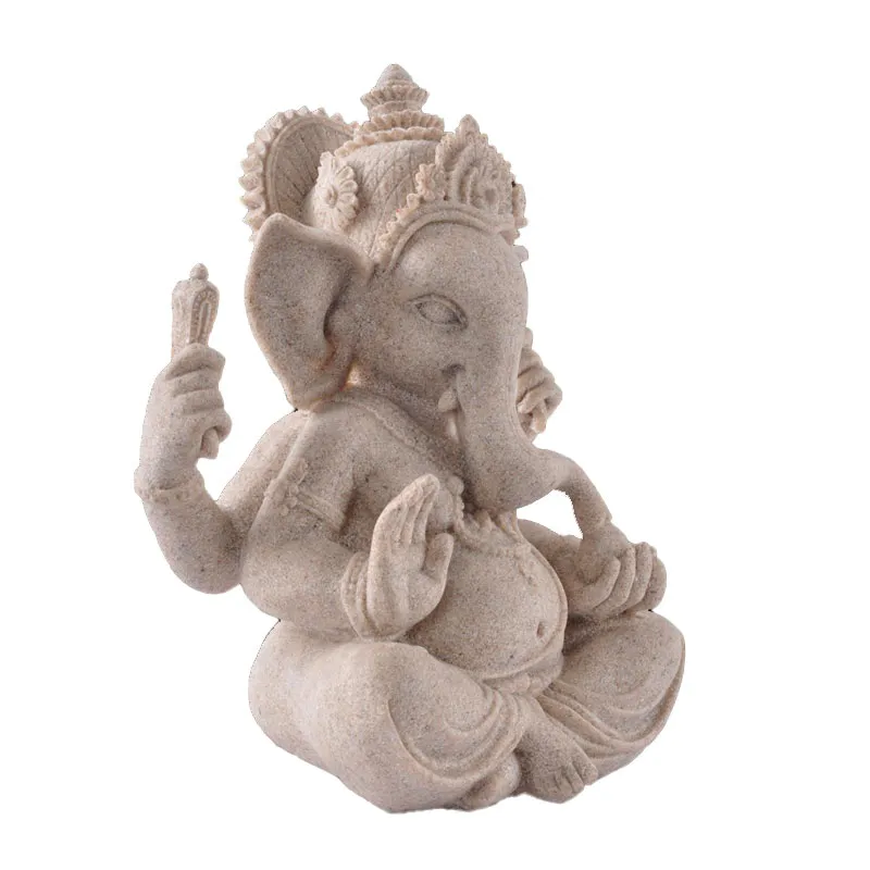 Resin Crafts Southeast Asia Indian Style Elephant Sculpture Ganesha Buddha Statue Home Decoration Resemble Sandstone Color