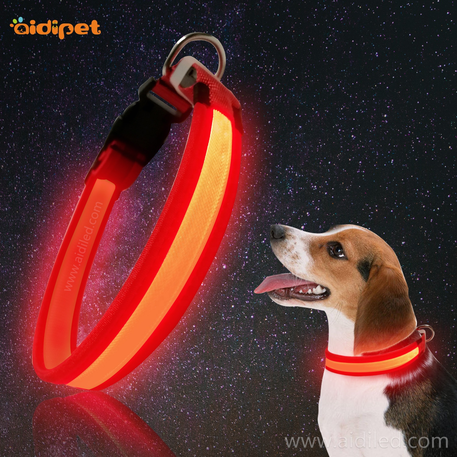 Night Training Nylon LED Collar for Dog Pet Safety Led Flashing USB Dog Collar Leash Set
