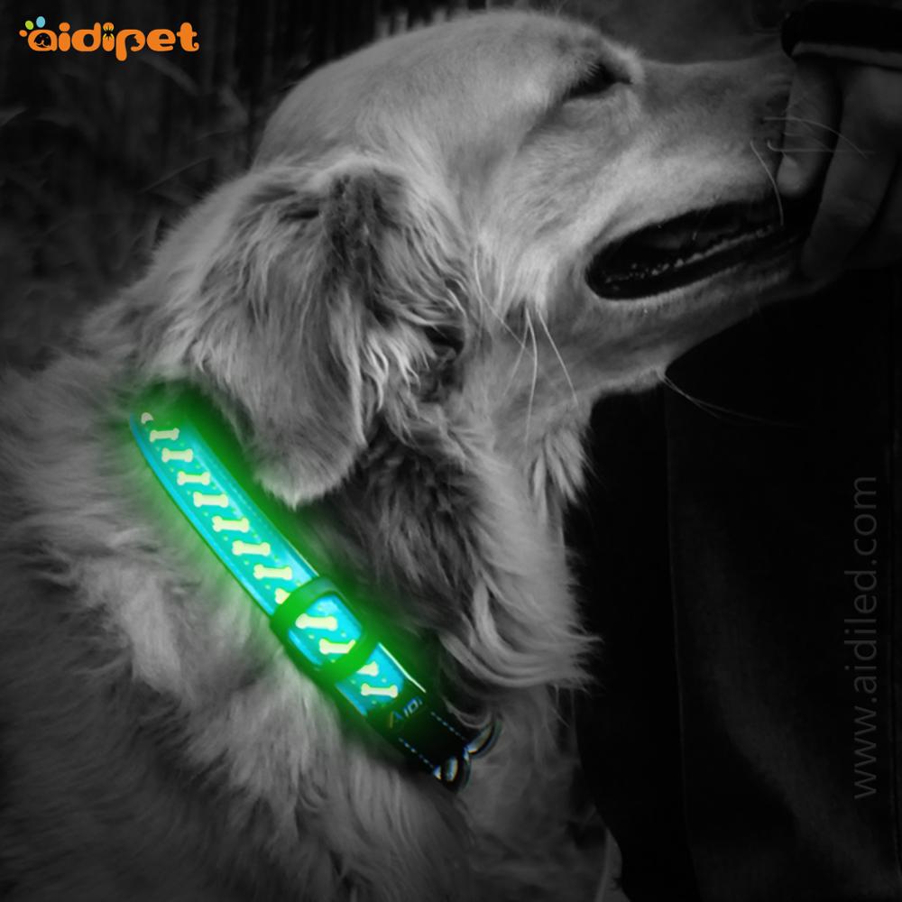 High Quality USB Rechargeable Led Dog Collar Flashing Light PU Leather Dog Collar Factory 2019 Style