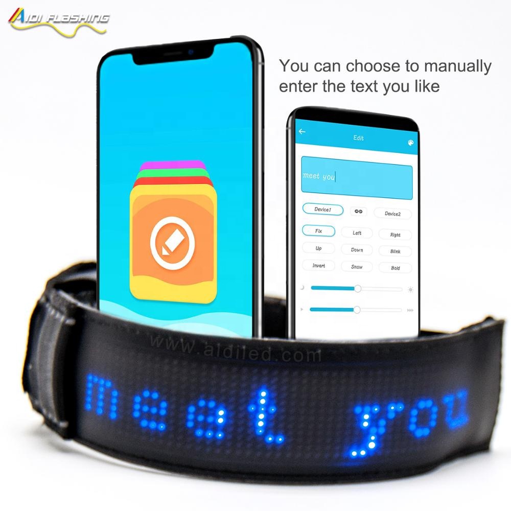 NEW! Technology Led Smart Sport Amband APP Remote Controlled Type Words you Want on the Led Safety Armband
