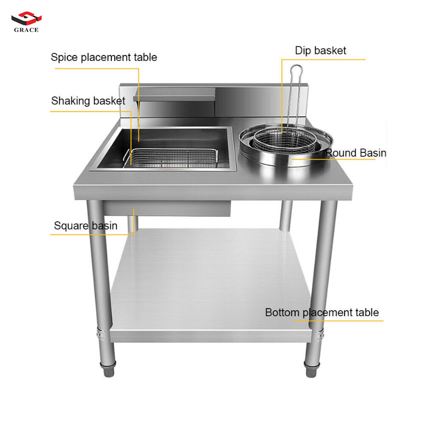 Commercial Breading Prep Table Fried Chicken Fast Food Catering Stainles Steel 