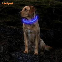 LED nylon with mesh USB rechargeable battery shining dog collar