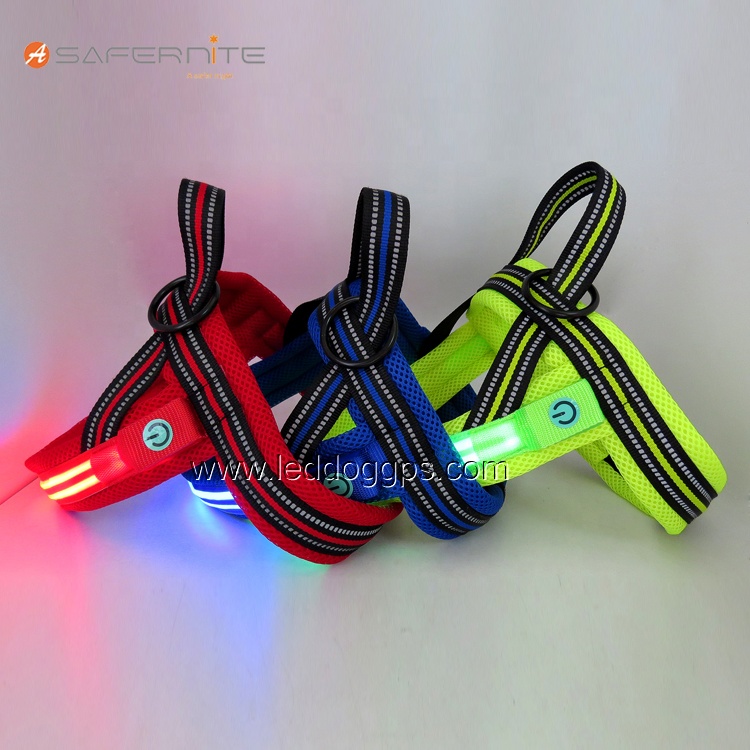 Lighthound Led Flashing Dog Harness Light Up for Night Safety Vest for Dogs Dual Optical fibers Illumintaed harness