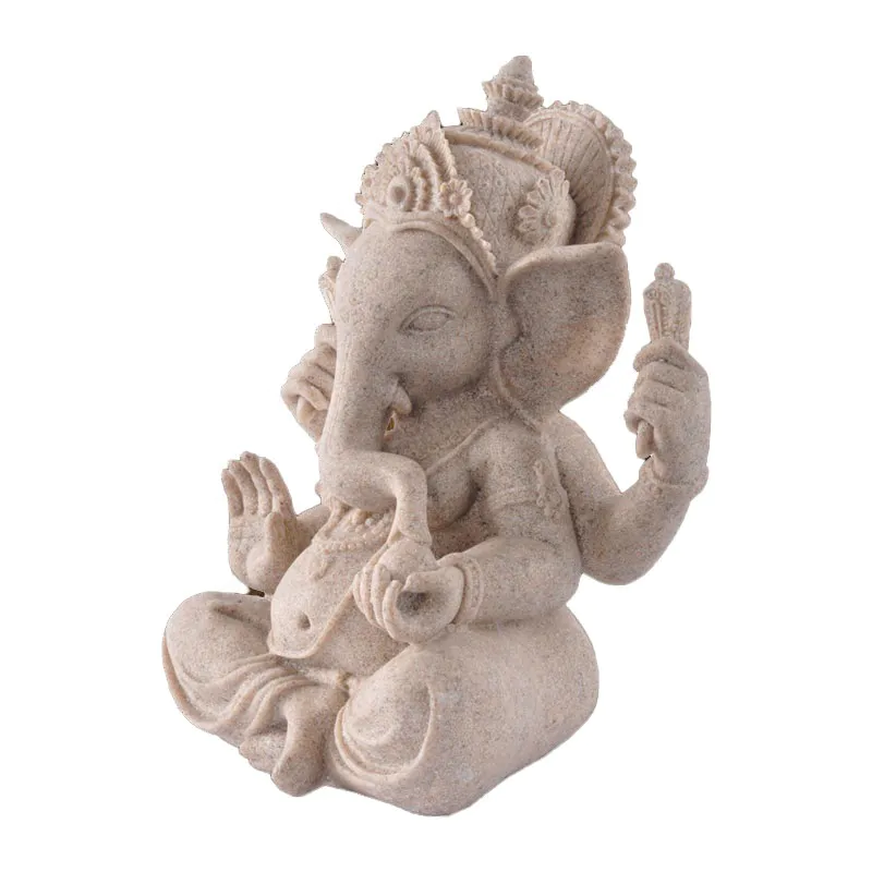 Resin Crafts Southeast Asia Indian Style Elephant Sculpture Ganesha Buddha Statue Home Decoration Resemble Sandstone Color
