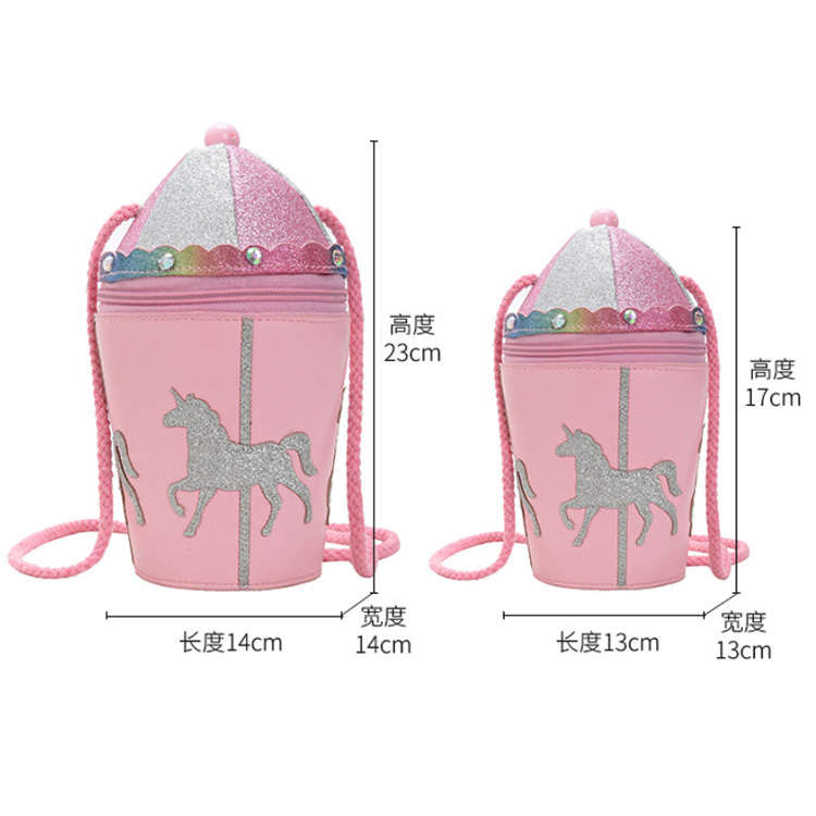 Osgoodway2 The Newest Bucket Shape Party Gift Bags Unicorn Leather Crossbody Bags for Girls and Kids