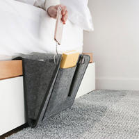 Felt Hanging under bed Storage Bag Pocket Storage Bags Upgrade with Cable Hole Pockets and Two Small Pockets