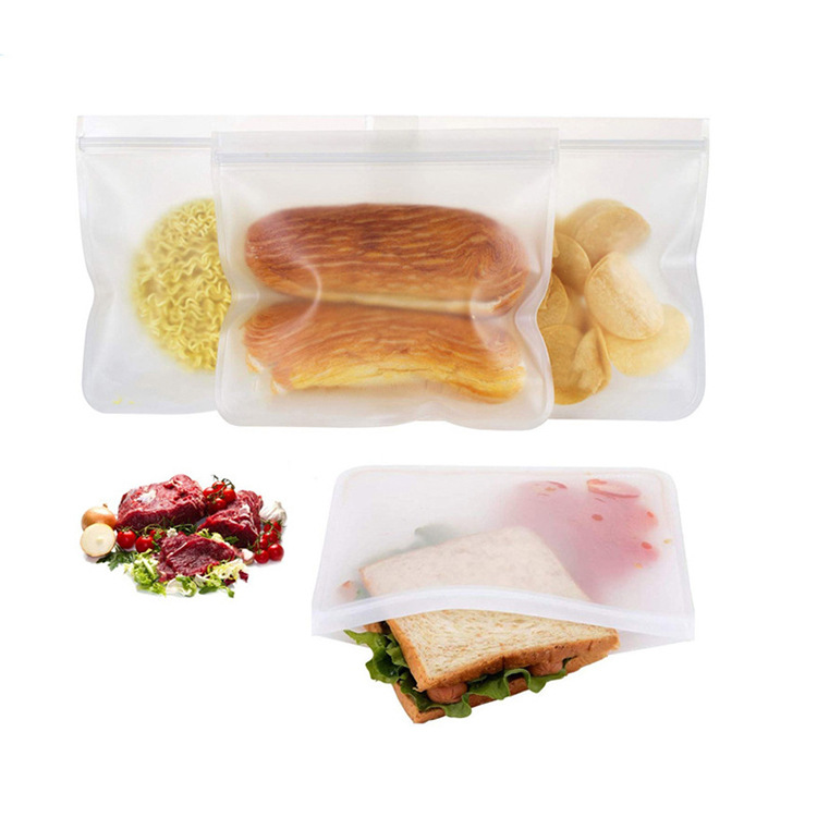 Reusable Flat and Stand up Solid PEVA Food Storage Bag for Food Fruit and Vegetables Snack bags sandwich bags environmentally