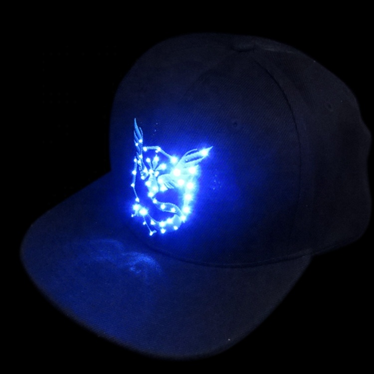 FlashinL Led Hat with Pokemon Printing Street Party Club Led Cap Attractive Decoration Pokemon Light Up Hat