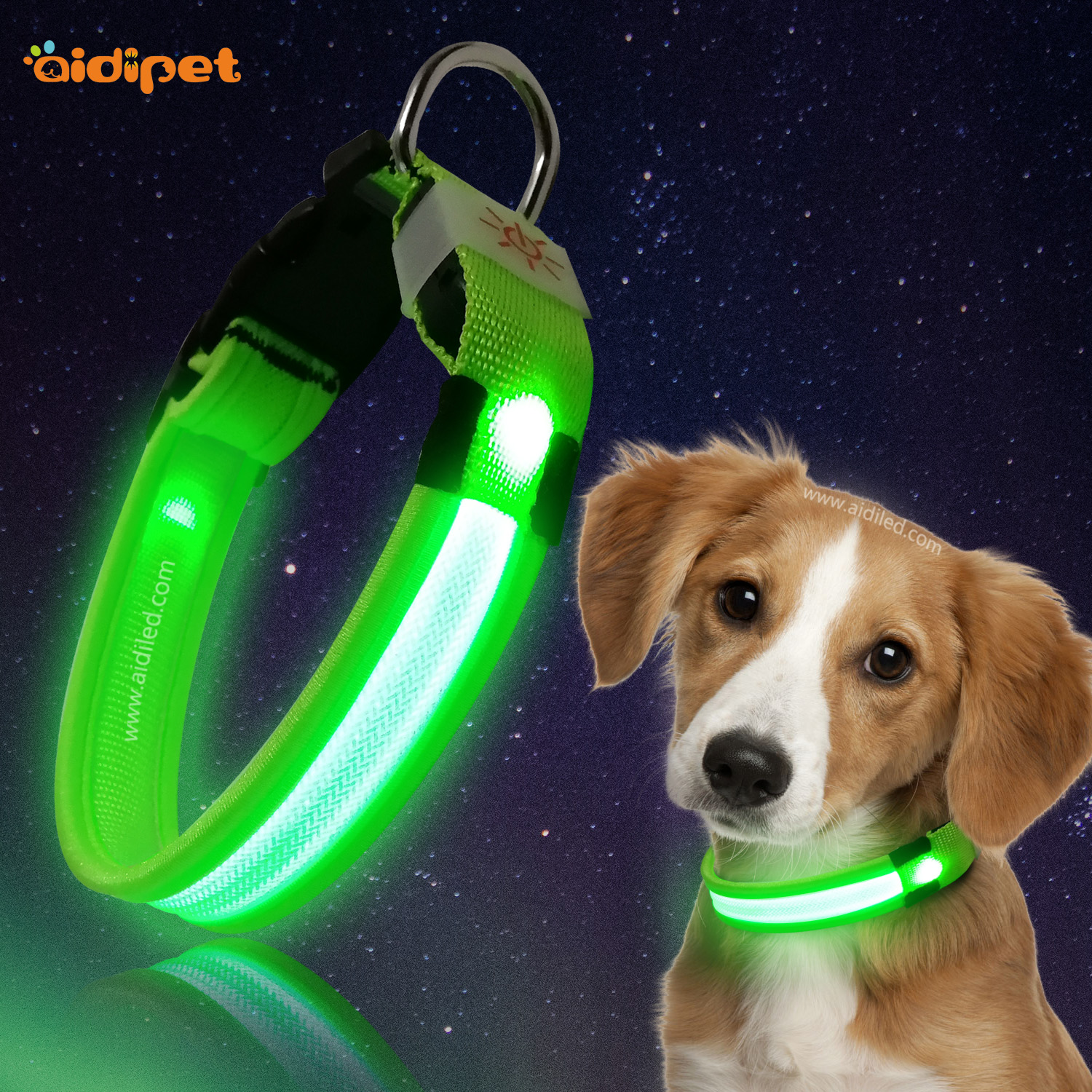 Customized Nylon Silicone LED Light Flashing Dog Collar