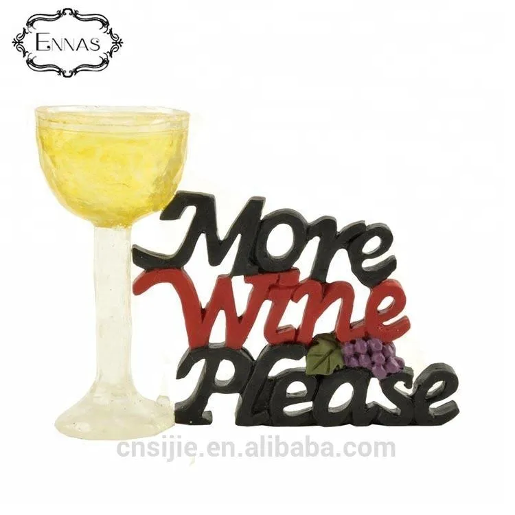 Decoration resin crafts promotion gift wine glass with words