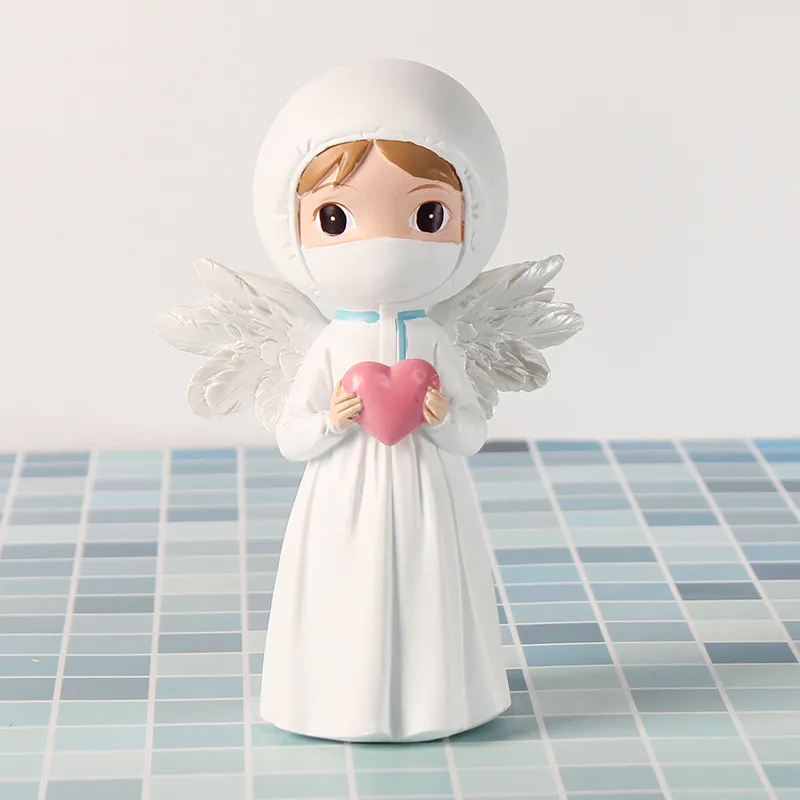 Cute Resin Craft Commemorate Statues Doctor and Nurse Figurines Guardian Angel Sculpture Home Decoration 2020