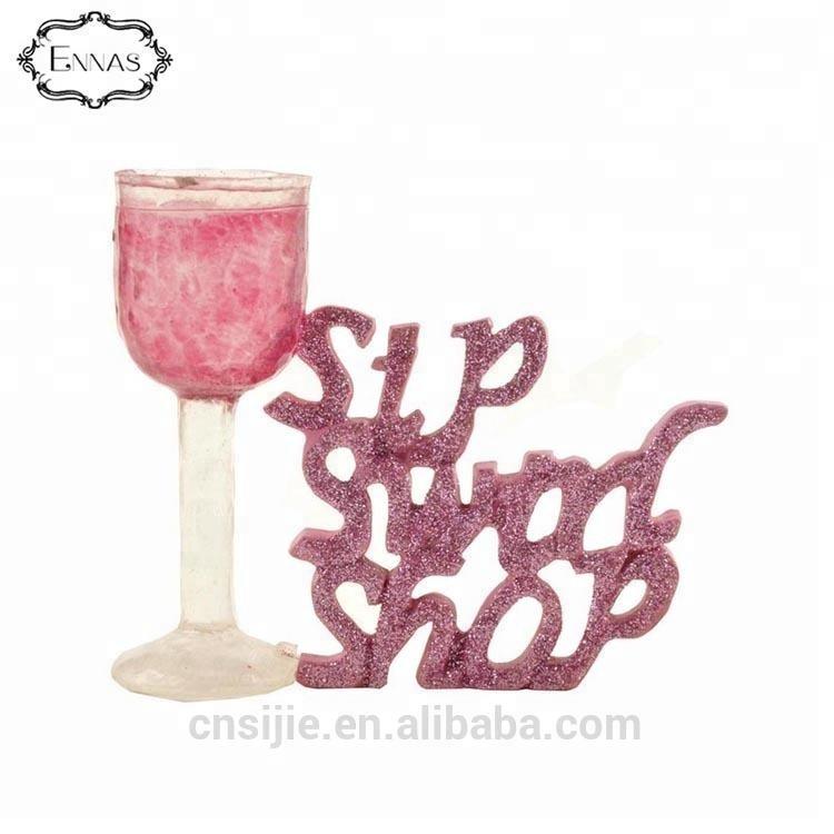 Decoration resin crafts promotion gift wine glass with words