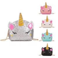 Osgoodway2 Wholesale Funny Unicorn Sequins Coin Purse with Chain Funny Coin Bag Cheap Coin Sling Bag