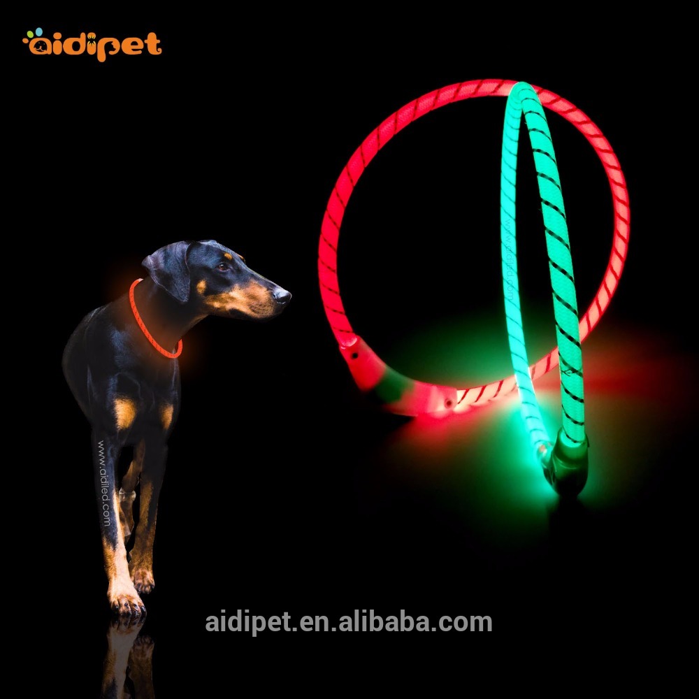 New Style Bright Light Nylon Led Dog Collar Rechargeable Waterproof