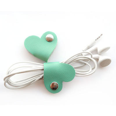 Leather Cable Winder Headphone USB Data Charging Cable Tie Cord Wrap Bobbin Winder CordOrganizer Holder Buckle
