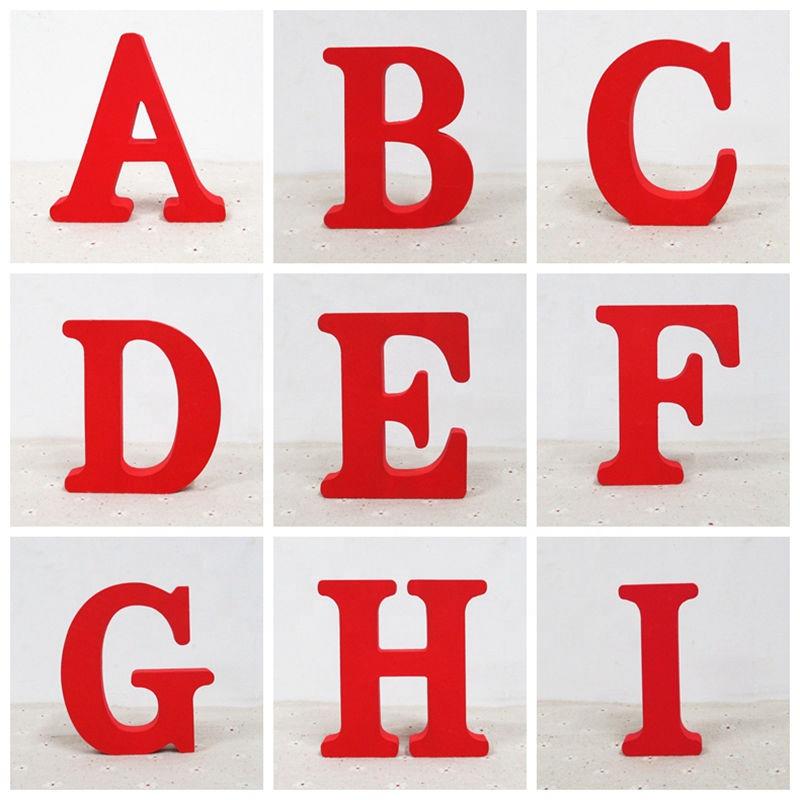 Red Wooden Letters 26 Pcs English Alphabet Letras de Madera Lettre en bois for DIY Personalised Name Wedding Home DecorDesign